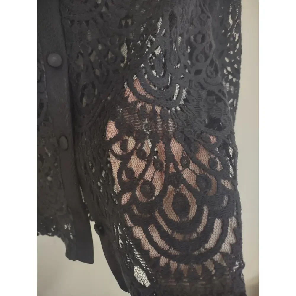 Banana republic Lace Sheer Blouse Black Size Small Grunge‎ Whimsigoth